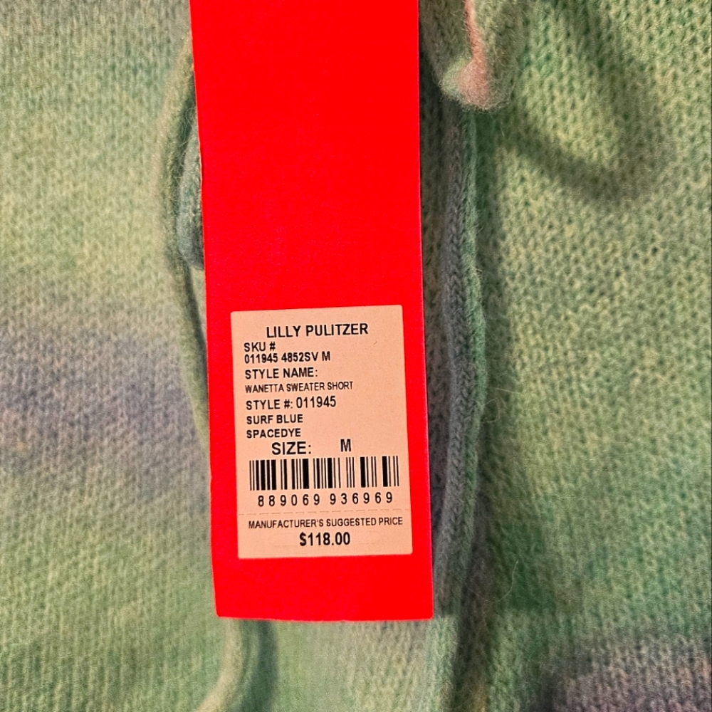 Lilly Pylitzer Blue and Green Sweater Shorts - Picture 3 of 3